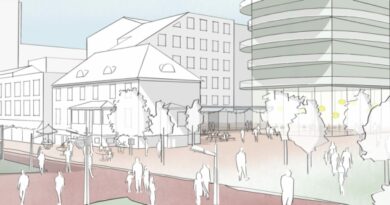 Hotellkvartalet i Ski med høye bærekraft ambisjoner. Illustrasjon Agave Studie.